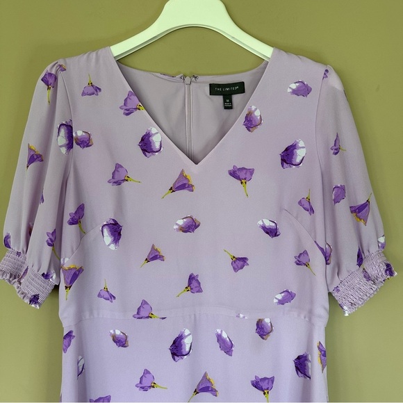 Purple Floral Puff Sleeve Ruffle Dress Women M Fairy Tired Smocked Feminine Flow - Picture 4 of 10